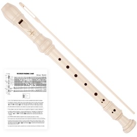 YONTY Soprano Recorder 8-Hole Instrument for Kids Beginners, Baroque Style C Key Kids Flute with Cleaning Rod & Case Bag for School Education Home Entertainment - Beige