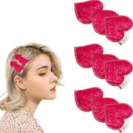 3PCS/Set Girls Valentine's Day Hair Bows Kids Hair Clips Heart Bows Barrettes Clips Rose Bangs Barrettes Solid Side Hair Clips Valentine's Day Bows Party Hair Accessories