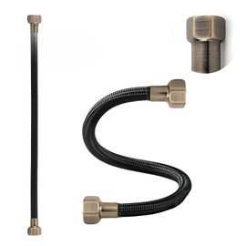 LAXARA DVGW Premium Coloured Flex Hose Black and White 3/8 Inch to 1/2 Inch Nut on Both Sides in Selectable Styles (3/8 Inch Black | Antique Bronze, 50 cm)