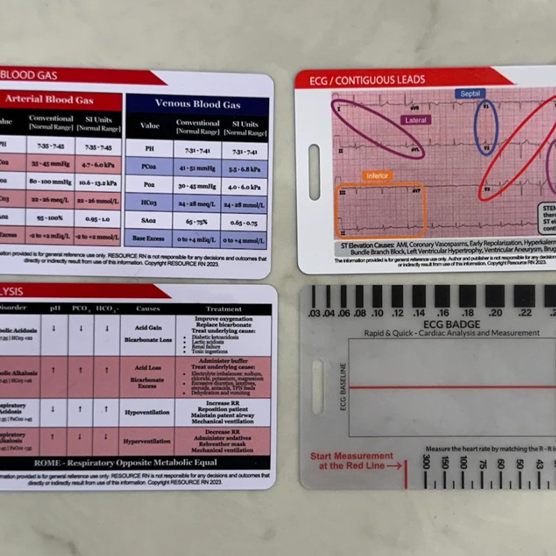 Funny ECG EKG Rhythm Pocket Card,Double Sided Badge Card EKG