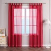 ESLIR Curtains with Tabs Window Curtain Transparent Tab-Top Voile Red