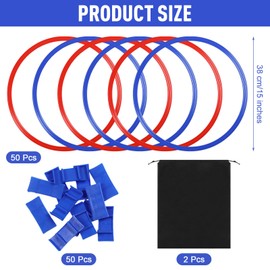 Shappy 50 Pcs Agility Rings with Storage Bags 15 Inch Agility Training Rings Hoop Exercise Ring Plastic Speed Rings Jumping Hoops for Sports Soccer Football Gymnastics Practice Games (Red, Blue)