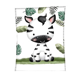 damaloo Fleece Blanket with Zebra Motif - Children's Fleece Blanket 110 x 140 cm - Cuddly Animals Blanket for Sofa, Couch or Car - Boys & Girls Cuddly Blanket Small - Cuddly Blanket - Sleeping Blanket