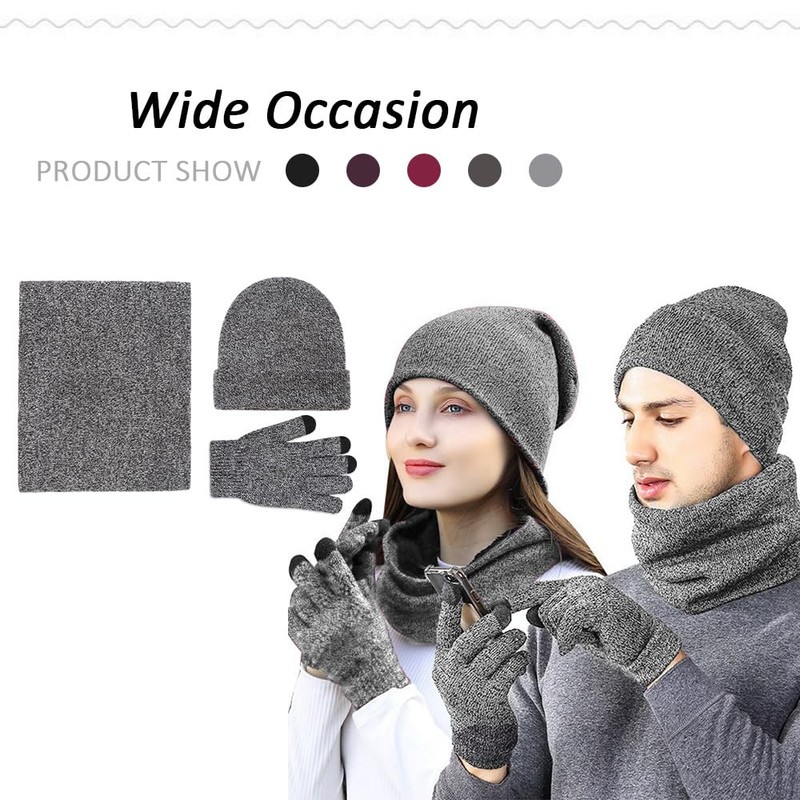 Set de Bufanda, Gorro y Guantes Invierno Unisex para Hombre