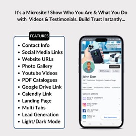 SwapnSnap NFC Digital Business Card with Unique QR Code, Landing Page, Catalogue Upload Option and 1 Year Premium Subscription (Grey)