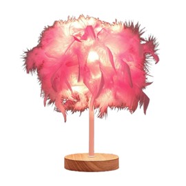 Feather Table Lamp Light Luxury Bedside Lamp Night Light for Bedroom Living Room Party Wedding Decoration Pink