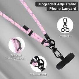Gzerma Cell Phone Lanyard Adjustable Neck Strap Crossbody Anti Theft Rope Lanyard Spacer, with Ultra Thin Patch
