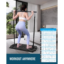 Multi-Functional Push up Board, ABS Pushup board with Foldable 15 in 1 for Men & Women, Pilates Bar Kit with Latex Resistance Bands, Home Exercise Equipment