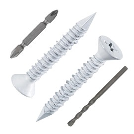WenSilon(30 PCS) 1/4" x1-1/4 White Concrete Screw Anchor White Flat Head for Anchoring to Masonry, Block or Brick Stucco