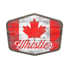 Die Cut Sticker Whistler, Canada, Rustic Flag, Contour Vinyl Sticker 1 to 3 inches (Waterproof Decal for Cars, Water Bottles, Laptops, Coolers), Small