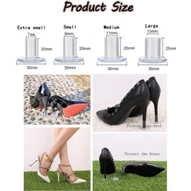 CAVLA 20 Pairs High Heel Protectors, 4 Sizes Heel Stoppers, Heel Repair Caps Covers Women, Wedding Heel Protectors, Grass Stiletto Heel Shoe Protectors, for Wedding Outdoor Activities (Transparent)