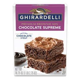 Ghirardelli Chocolate Supreme Brownie Mix, Includes Chocolate Syrup, 18.75 oz Boxes (Pack of 12)