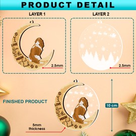 GOSBLUE Basset Hound Dog Ornaments Christmas Tree, Basset Hound Dog 2 Layer Wood & Acrylic Ornament, Christmas Decoration 2024 for Basset Hound Dog Lovers, Dog Mom, Dog Dad