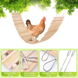 Roczential Chicken Toy Chicken for Hens Natural Wood Chicken Ladder Chicken Swing Chicken Perch for Birds Poultry Rooster