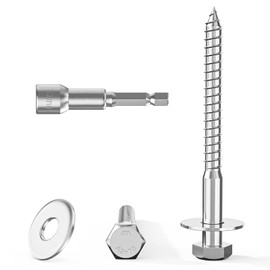 Valorada 20Pcs M6 x 65mm Coach Screws, Hex Head Wood Screws, Heavy Duty Lag Bolts, Concrete Screw, Hex Furniture Bolt, 304 Stainless Steel with Washers and Magnetic Hexagon Socket