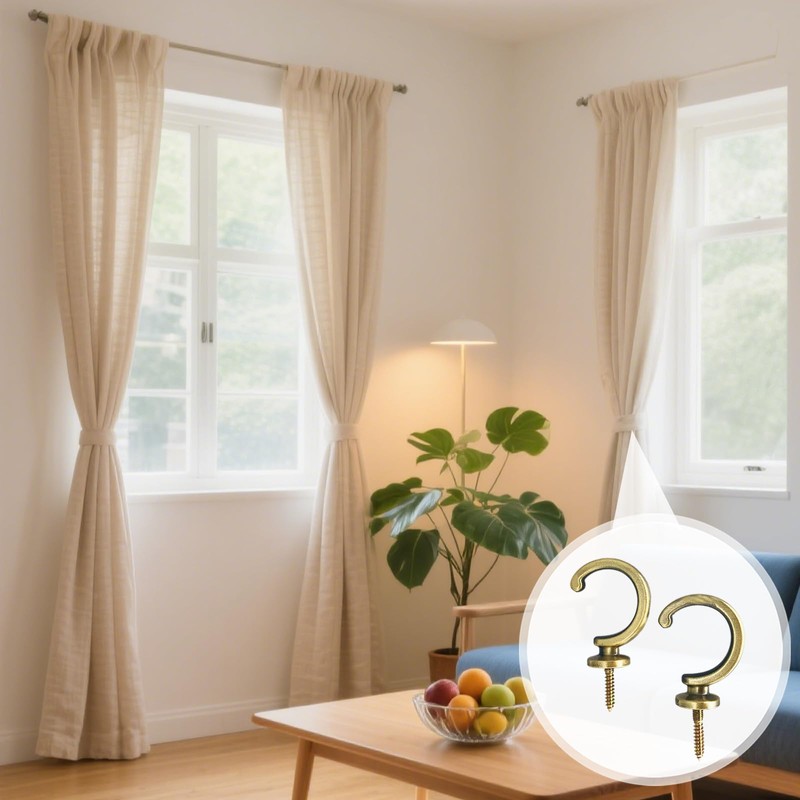 RLMVGBX Tie Back Hooks - Brass Curtain Tiebacks with Expansion