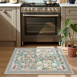 Collive Washable Rugs for Entryway, 2x3 Small Jungle Animal Door Mat Indoor Entrance Non Slip Kitchen Rug for Bathroom, Soft Ultra-Thin Throw Carpet for Bedroom Entry Home Decor, Beige