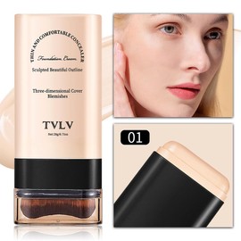 MIRUOKOU (2025 Newest Dual Head Design) Foundation Stick with Brush, Natural Cover, No Technique Required, Just Apply Direct, Multiple Uses in One Point, High Fit, Waterproof, Sweat Proof, Easy to