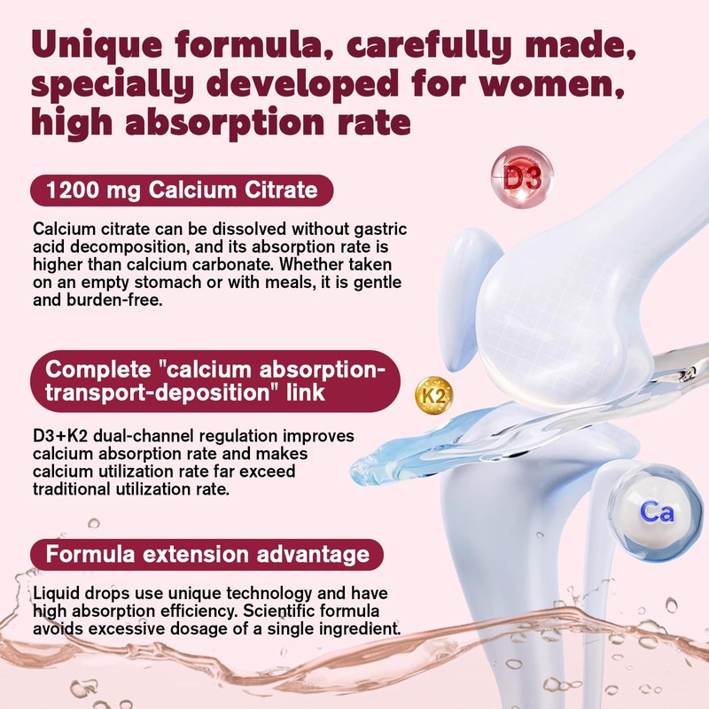 (2 Pack) Calcium Citrate with Vitamin D3 Liquid Drops for