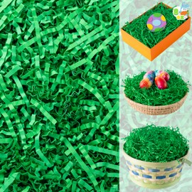 JOYIN 8oz Easter Grass, Pure Dark Green Recyclable Paper Grass, Shred Raffia Crinkle Cut for Easter Egg Hunt, Basket Stuffer Filler, Party Bag Decor Favors, Gift Wrapping