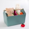 BLUE GINKGO Large Storage Basket – Plastic Caddy with Wooden
