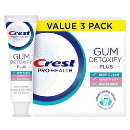 Cresta Pro-Health Pasta dental de desintoxicación de encías Plus 4.5 onzas Paquete de 3 - Pasta dental antibacteriana con flúor, protección contra la 