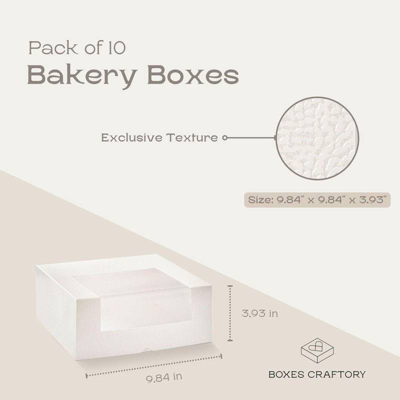 Boxes Craftory Pack of 10 Cake Boxes with Window (9.84"