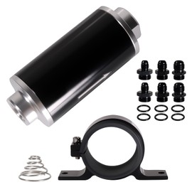 Inline Fuel Filter 30 Micron with 6AN 8AN 10AN Adapter Suitable for Filtering Gasoline Diesel and E85, Universal 60mm Bracket Clamp