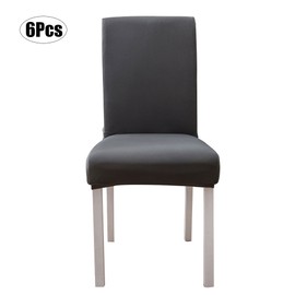 6Pcs Elegant Simple Style Polyester Elastic Chair Cover Furniture Accessories for Home HotelGray