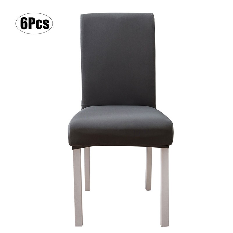 6Pcs Elegant Simple Style Polyester Elastic Chair Cover Furniture Accessories