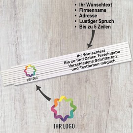 Link Scale with Company Logo or Image and Desired Text, Ruler Individually Printed on One Side, Customisable