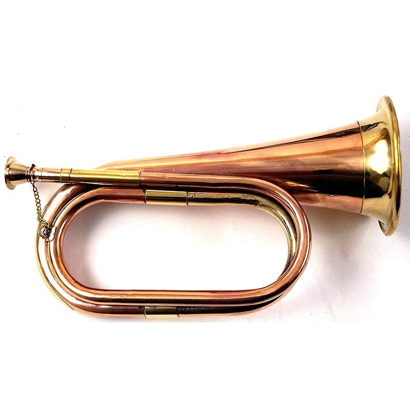 Handmade Full Size Pure Brass Bugle To Play Brown