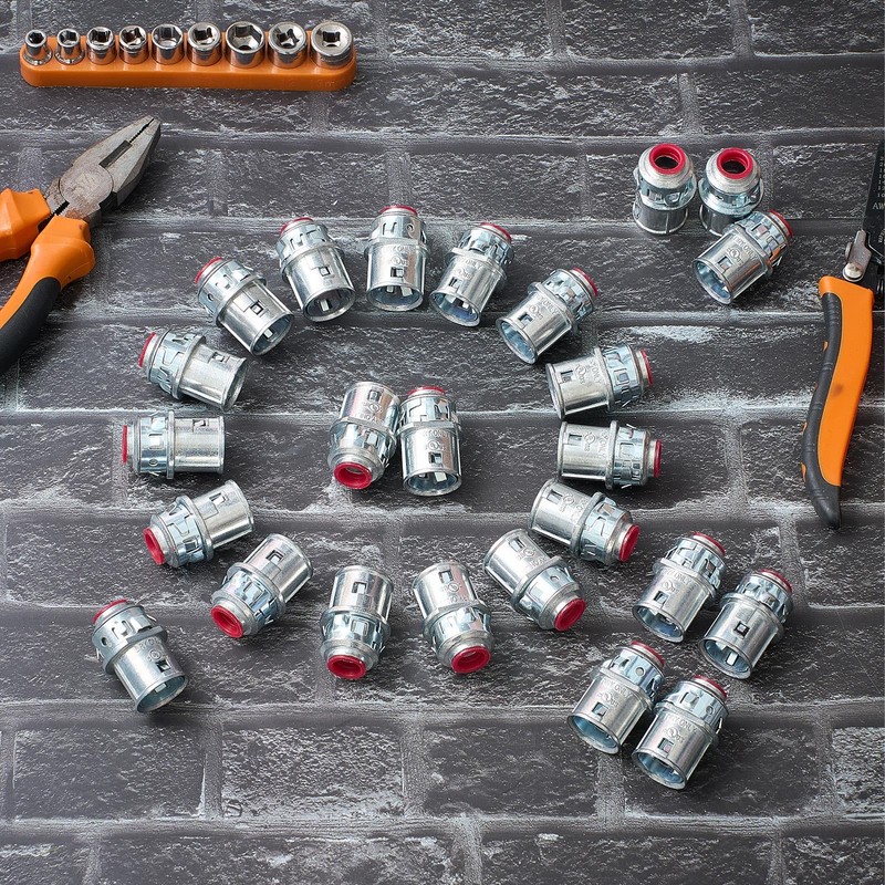 Relaxweex Metal-Clad Cable Connectors Zinc Electrical Conduit Connector 3/8" Snap