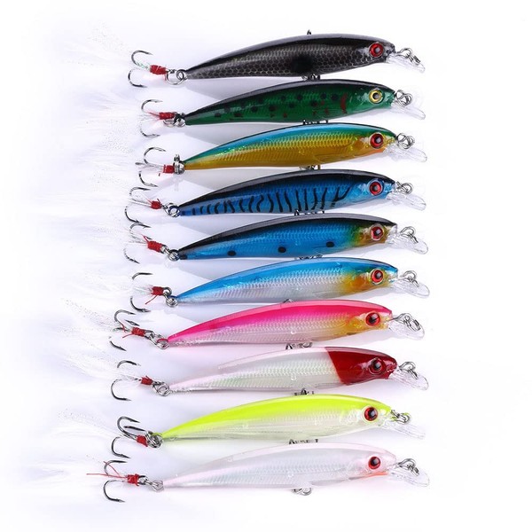 10 Fishing Lure, Hard Minnow Fishing Lures Saltwater Bass Crankbait