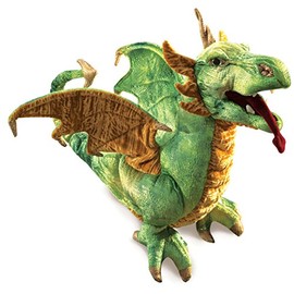 Folkmanis Wyvern Dragon Hand Puppet, Green, White