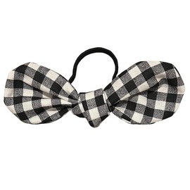 Black Gingham Knot Ponytail Hair Bow Tie