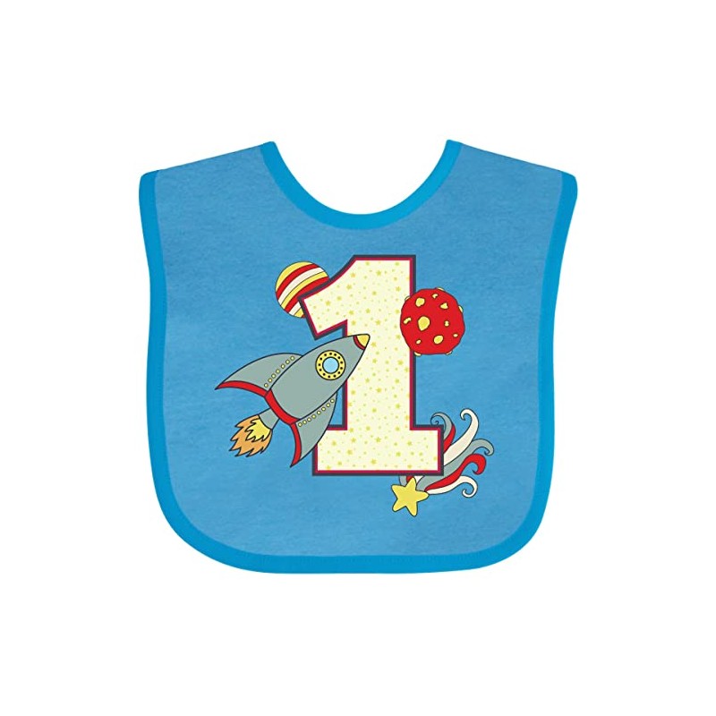 inktastic 1st Birthday Outer Space Theme Baby Bib Turquoise 2196a