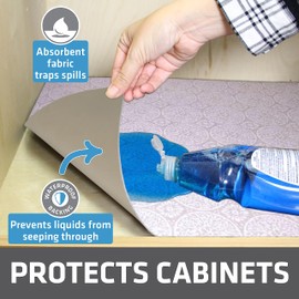 Drymate Premium XL Under Sink Mat, Waterproof Cabinet Protection Mats for Kitchen & Bathroom, Absorbent Shelf Liners, Slip-Resistant, Non-Adhesive, Machine Washable (USA Made)(24”x59”)(Tan)