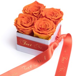 ROSEMARIE SCHULZ Heidelberg Rose Box Individual with Desired Text Infinity Roses Preserved Flowers Love for Women (Special Text, Orange)