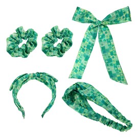 WOONEKY 2025 Irish Festival Hair Accessories 5pcs Shamrock Headbands Bands and Ties for Patricks Day Celebrations