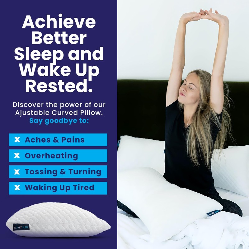 Sidney Sleep Adjustable Curved Contour Fill Pillow – Queen Size