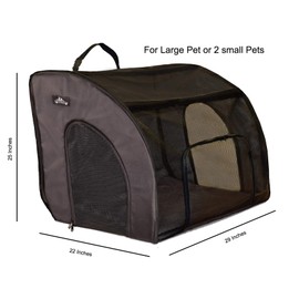 Soft Pet Travel Car Seat Crate for Large Size Dog or Cat - Folds Flat - Storage Bag Included - Black Color - Portable with Case