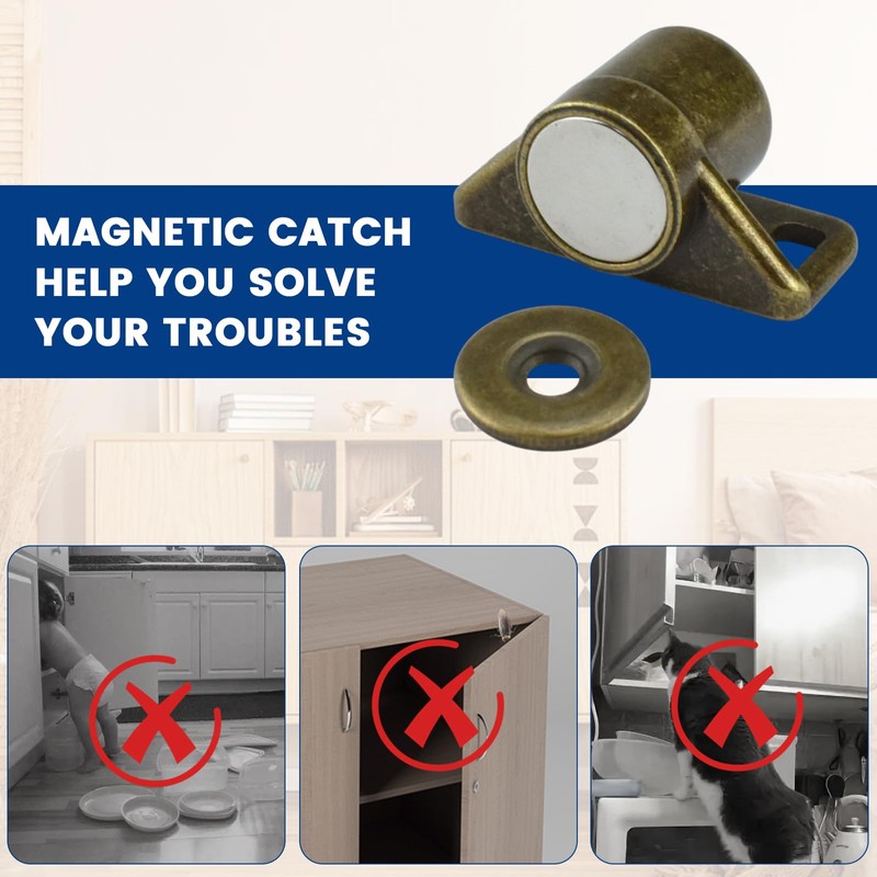 ZIUZI 5 Pack Magnetic Cabinet Door Catch with Magnets, Cabinet