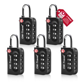 OW-Travel Combination Lock 4 Digit Suitcase Lock Padlock Luggage Lock Security Lock Theft Secure Lock TSA USA Lock Combination Code for Travel Suitcase Locker Backpack Luggage: 5 Black
