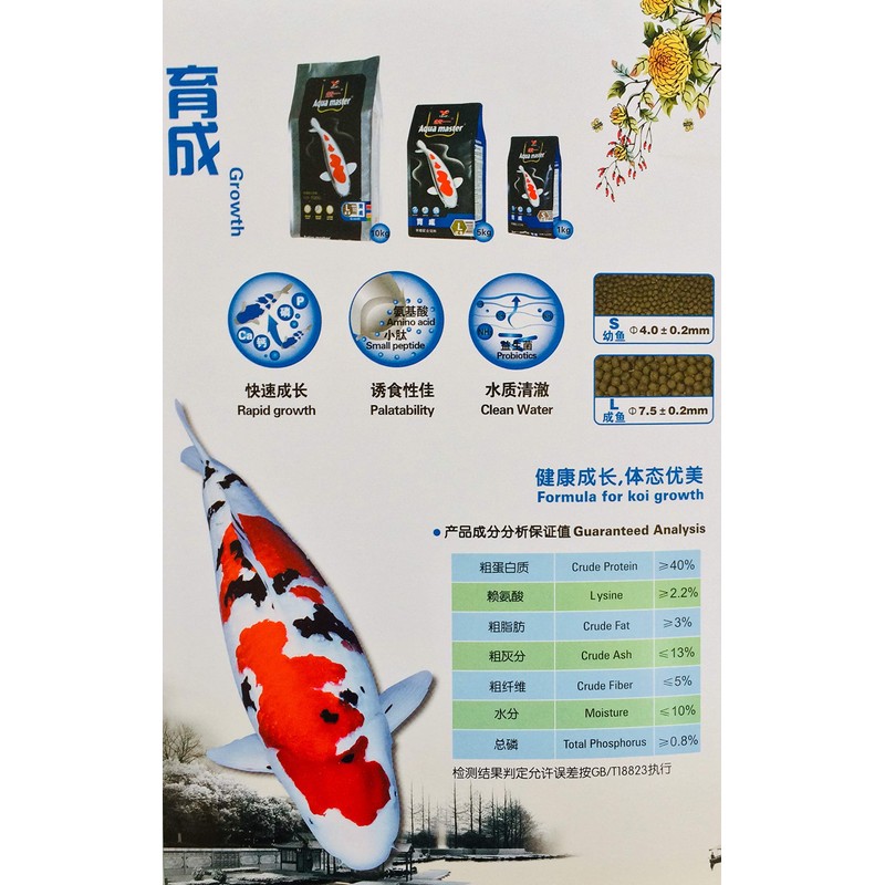 Aqua Master Koi Growth Fish Food Small Pellet, 11-Pound