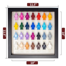 Poster Palooza Figurine Display Case 10x10 Black Shadow Box for Miniature Figures 10x10 Black Wood Shadow Box with White Base to Display Up to 28 Block Figures