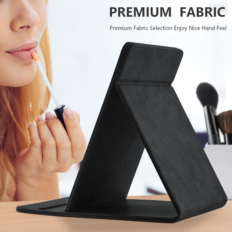 HEISHAYU PU Leather Portable Folding Makeup Mirror (Rectangular Adjustable Bracket
