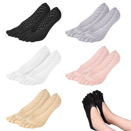 5 Pairs Five Finger Socks, 5 Colors Toe Socks Invisible Toe Socks for Women, No Show Toe Socks Low Cut Liner Five Finger Socks Compression Toe Socks for Yoga Running Athletic