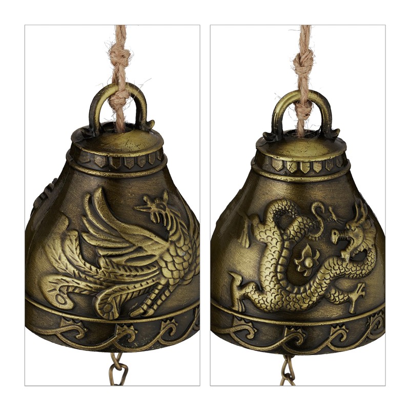 Relaxdays Wind Chime Bells, Set of 4, Feng Shui Glockenspiel,
