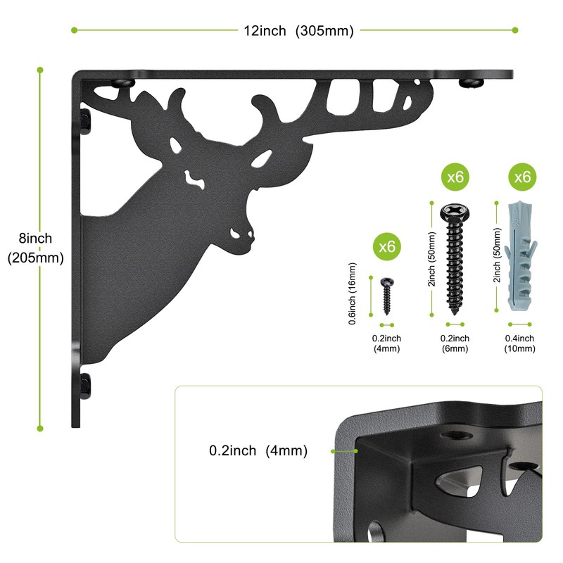 SELEWARE Heavy Duty Shelf Brackets 12 Inch, Deer Shelves Brackets,